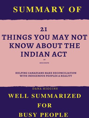 cover image of SUMMARY OF 21 THINGS YOU MAY NOT KNOW ABOUT THE INDIAN ACT by Bob Joseph